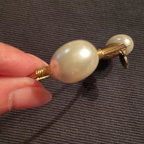 Bourbon and Boweties Faux Pearl Statement Bangle Bracelet - Picture 2 of 4